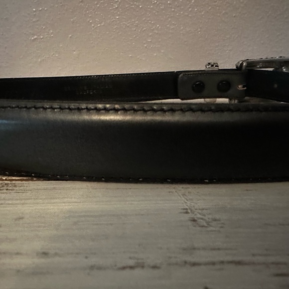 Vicenza Genuine Italian Calfskin Belt Black Size 30 401 Silver Buckle Gold - Picture 5 of 15